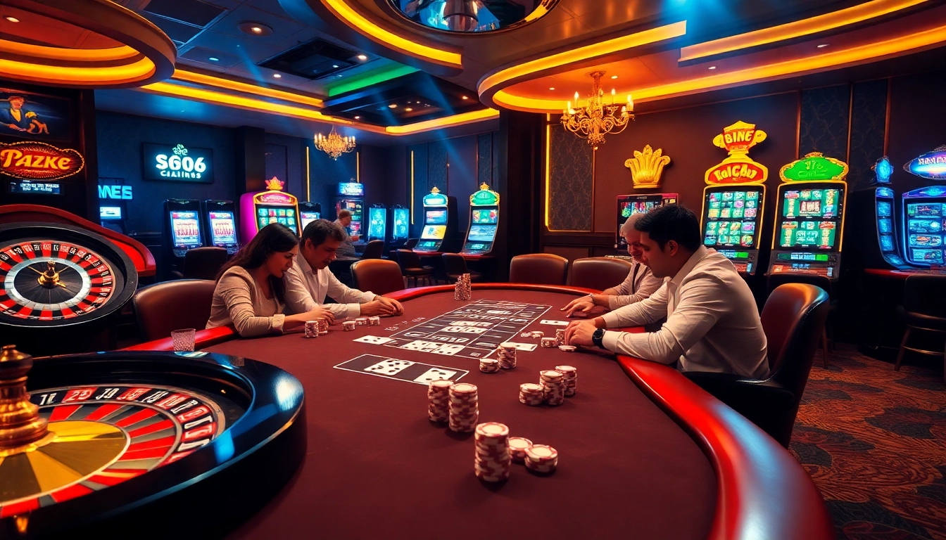 S666 đăng nhập action at a vibrant casino table with poker chips and a roulette wheel.