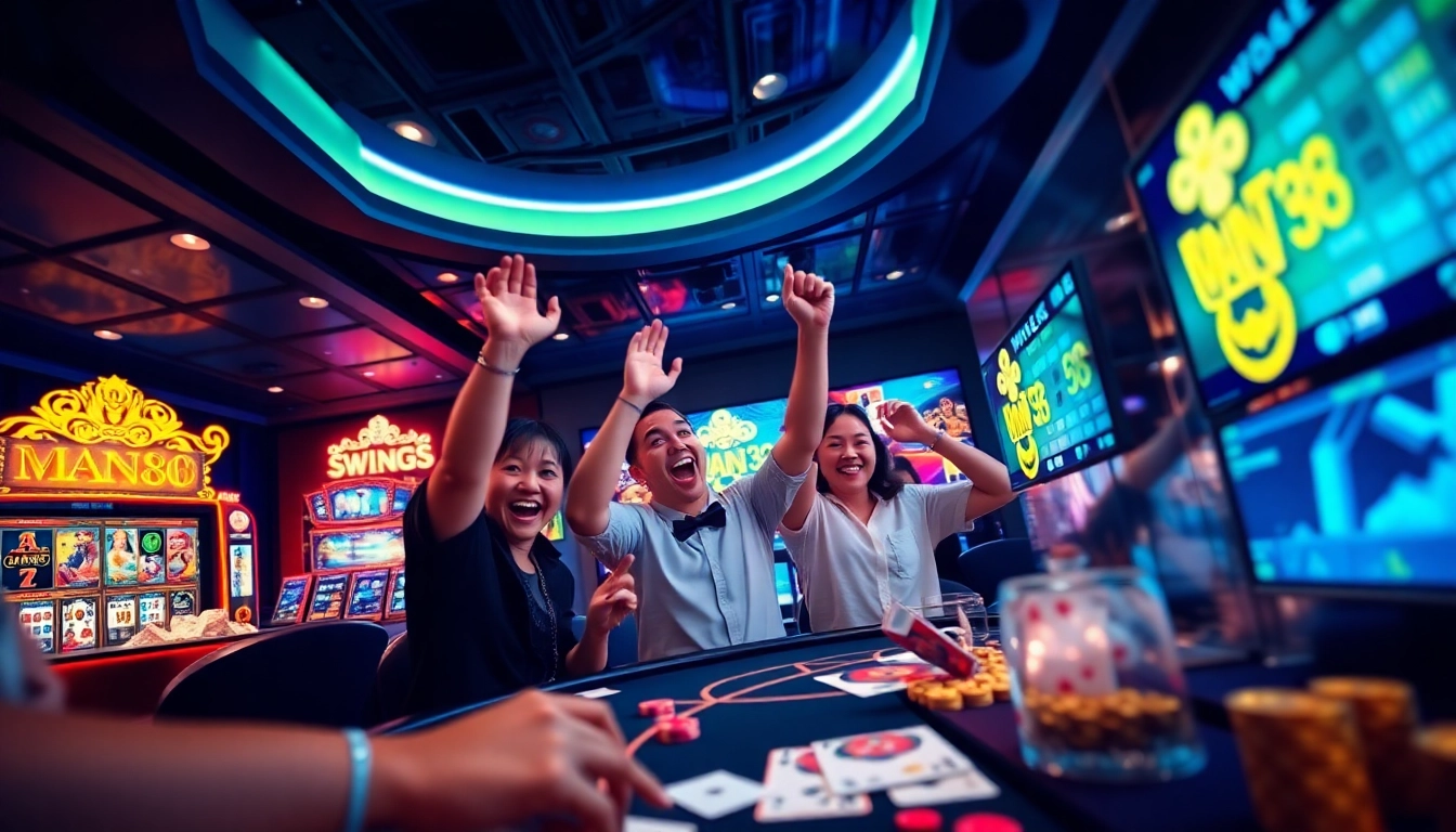 Exciting Man88 online gaming experience showcasing vibrant games and players celebrating wins.