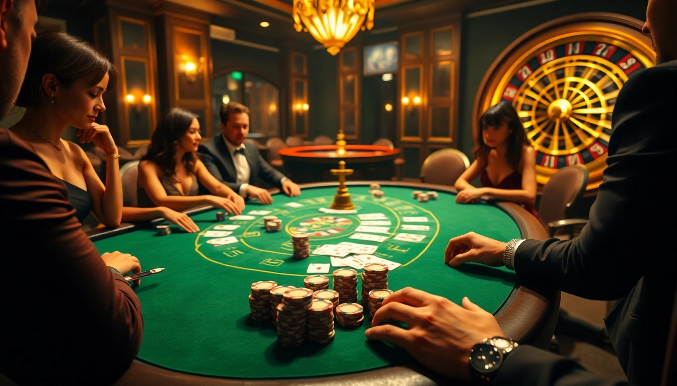 Players enjoy poker at f168.dating, surrounded by luxury casino elements and excitement.
