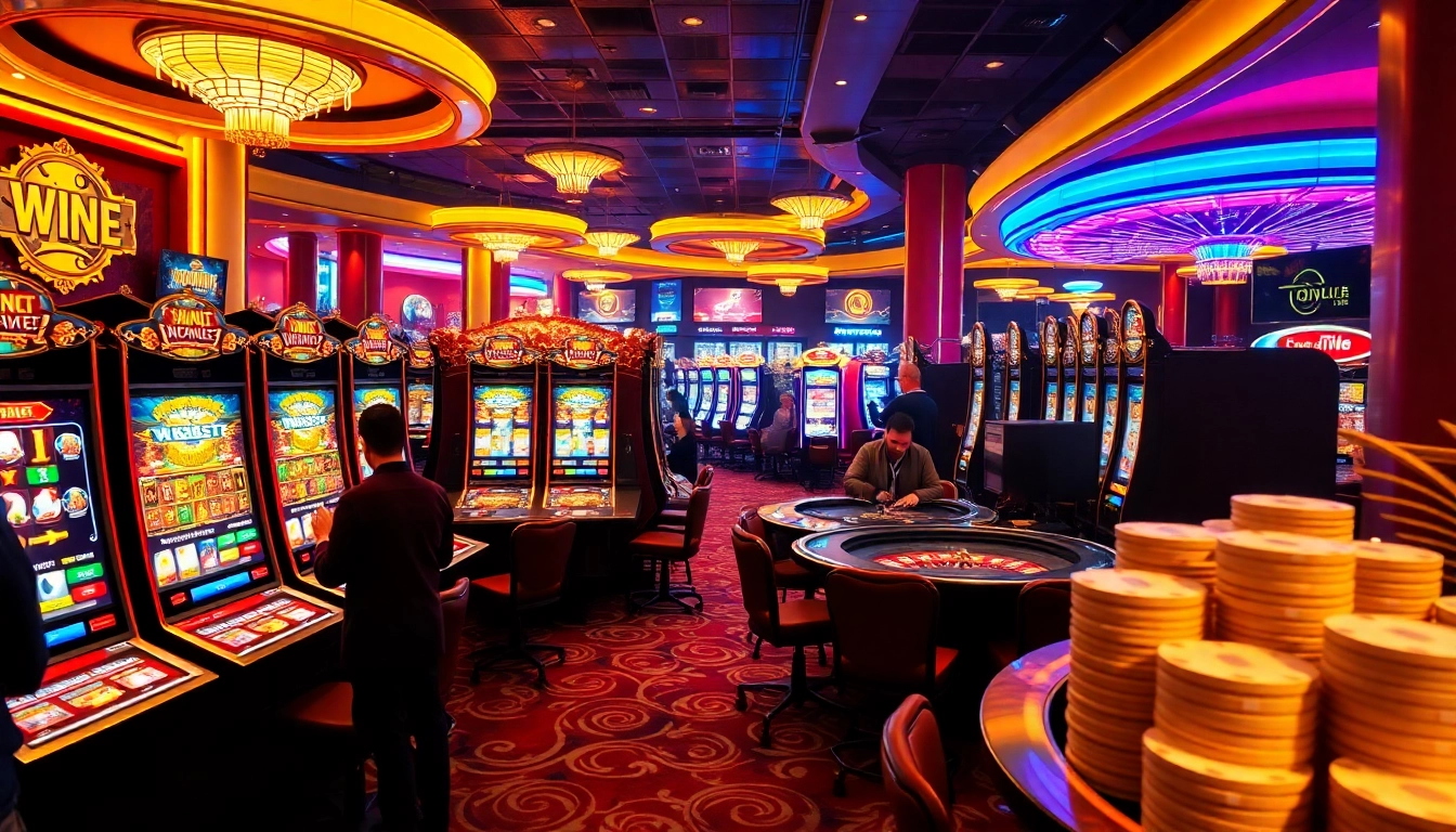 Engaging players at idn slot machines surrounded by vibrant casino atmosphere.