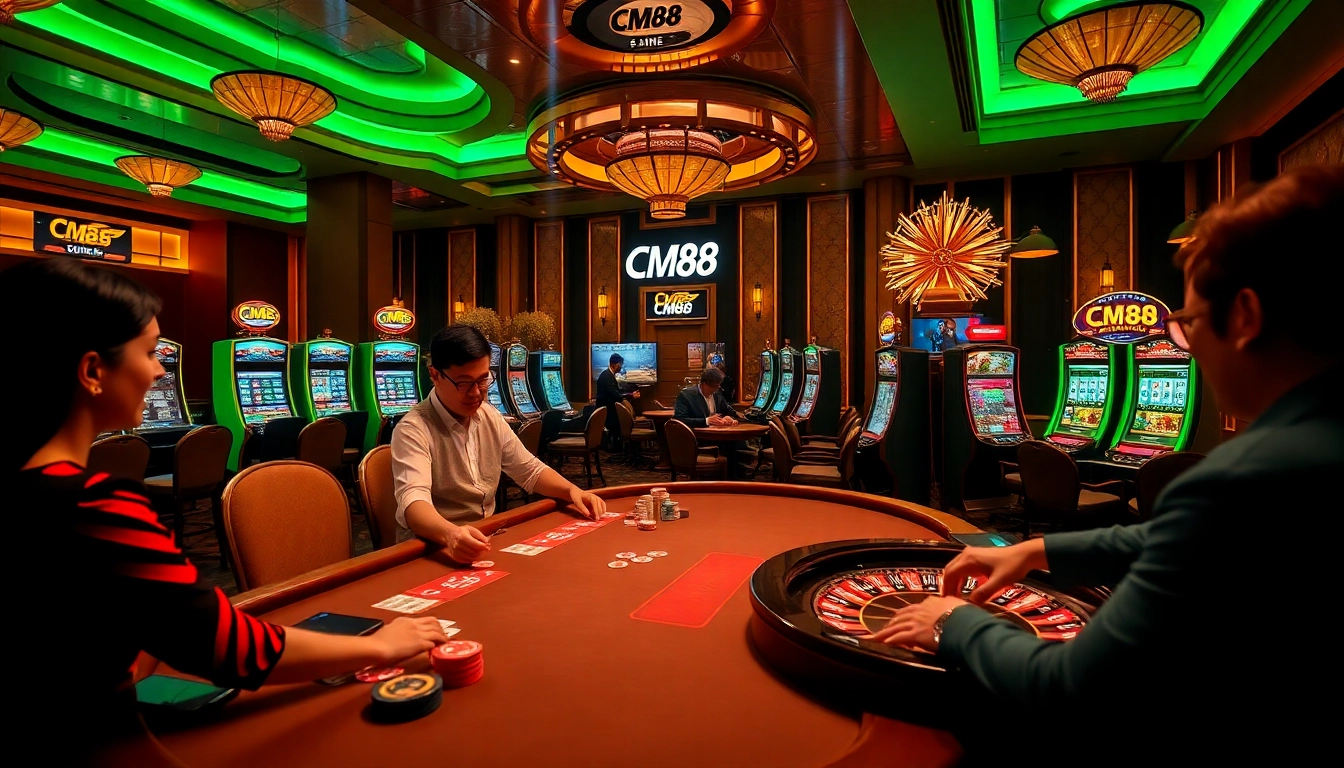 CM88 players engage in thrilling casino gaming at a luxurious online gambling environment.