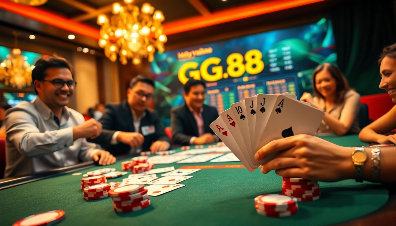 Experience thrilling gameplay at GG88 online casino with poker action and vibrant atmosphere.