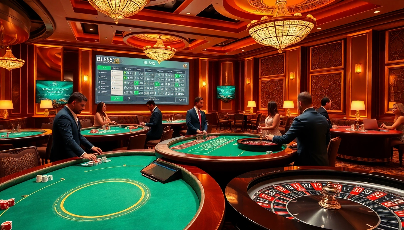 Experience the excitement of BL555 with interactive casino gaming tables and vibrant gameplay.